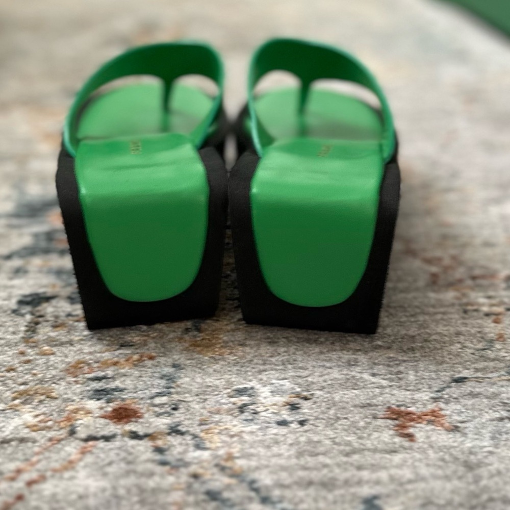FRAME Le Ocean Platform Wedge Flip Flop Sandals Grass Green NWOT 7.5 - Picture 5 of 10